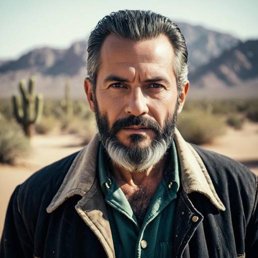 Mature Bearded Man in Desert Landscape