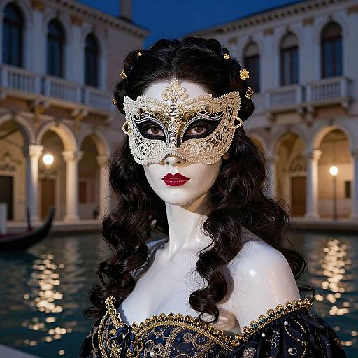 Venetian Masquerade Lady in Moonlight