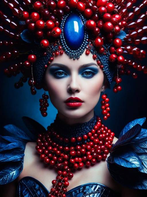 Surreal Fashion Portrait with Ruby Berries