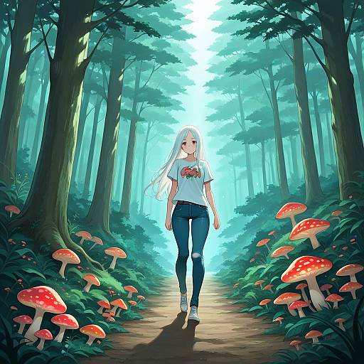 Girl Walking Through Jellyfish Forest