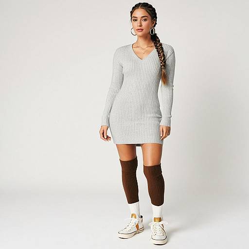 Casual Chic Woman in Sweater Dress