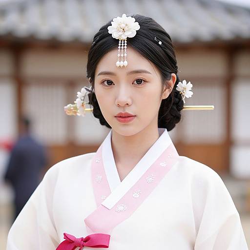 Realistic Asian Woman in Hanbok and Kimono