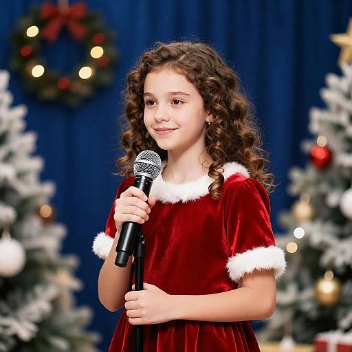 Young Girl Singing at Christmas Event