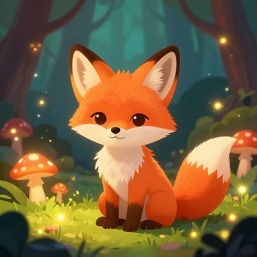 Cute Fox in Enchanted Forest