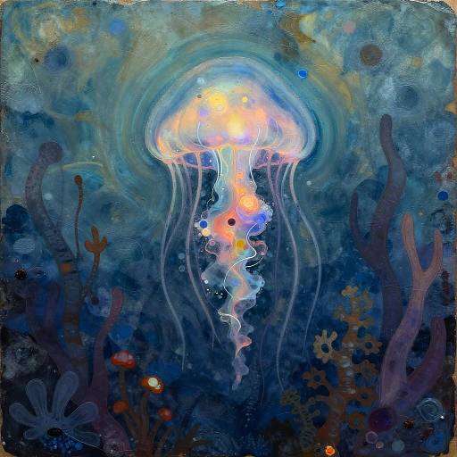 Mystical Encaustic Jellyfish Art