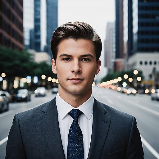 Handsome Young Businessman on City Street