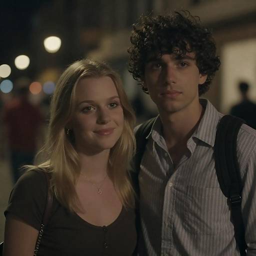 Young Couple in Urban Night Scene