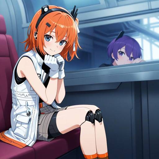Futuristic Android Girl on Starship Bridge