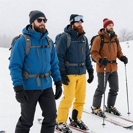 Three Bearded Men on Snowy Expedition