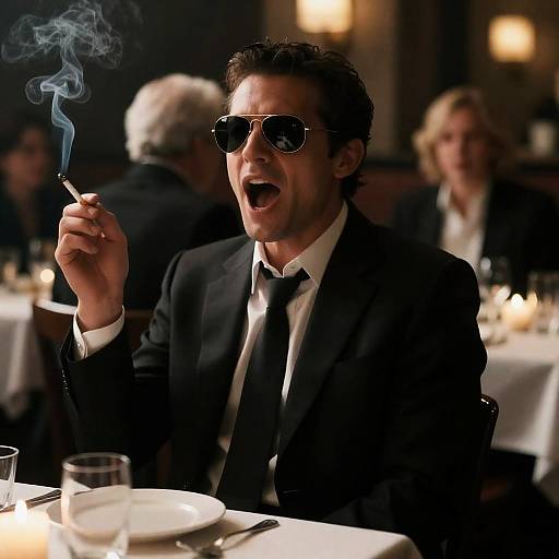 Dramatic Scene in a Dim Restaurant