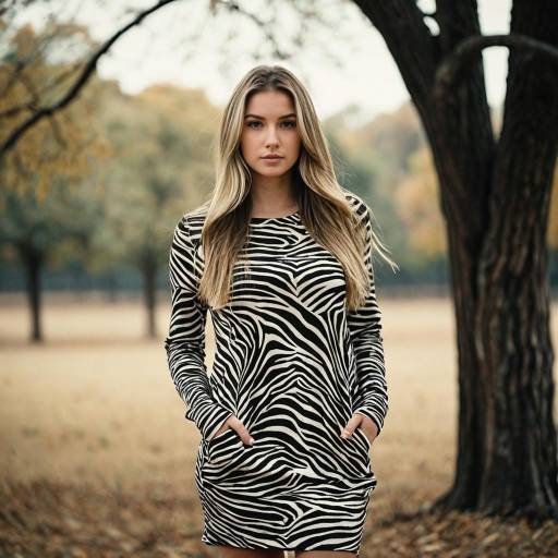 Blonde Woman in Zebra Print Dress Outdoors