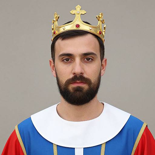 Bearded King in Regal Robes