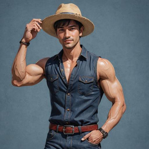 Athletic Asian Male in Earthy Tones