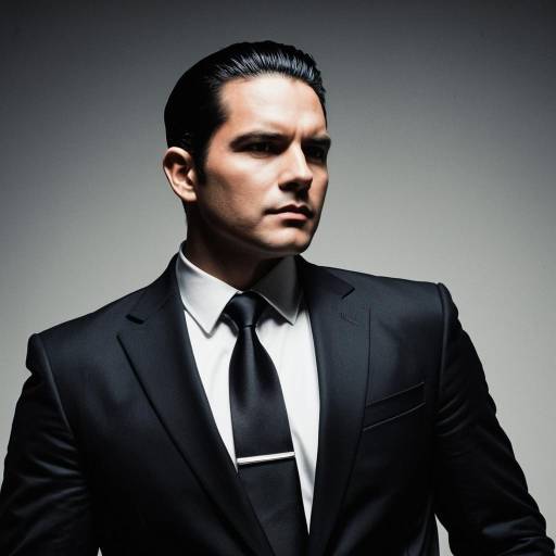 Elegant Man in Black Suit and Tie