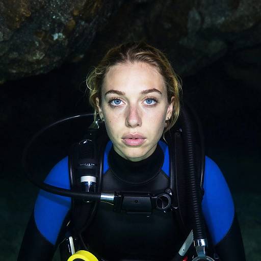 Young Female Scuba Diver in Cave