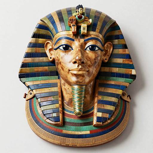 Pixelated Ramses Head in Art Brut Style