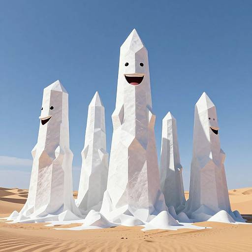 Surreal Frosty Towers in Desert