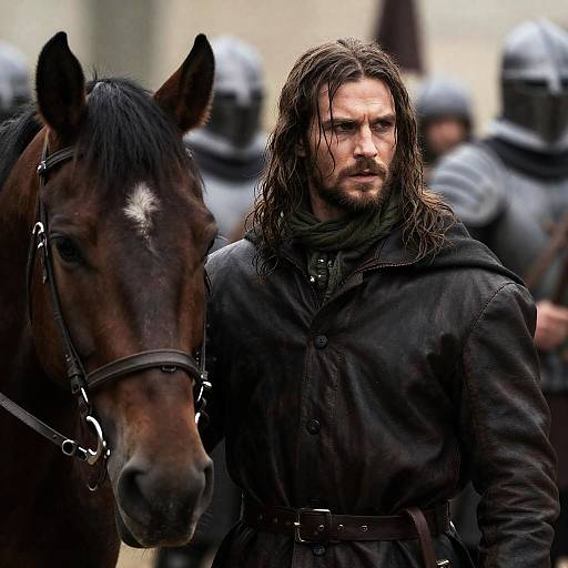 Rugged Man and Horse in Armor