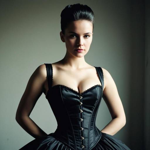 Woman in Vintage Black Corset Dress
