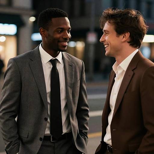Nighttime Urban Street Portrait of Two Men