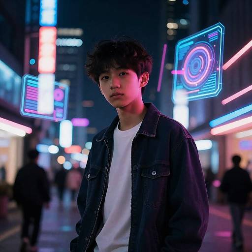 Cyberpunk Teen in Neon Glow