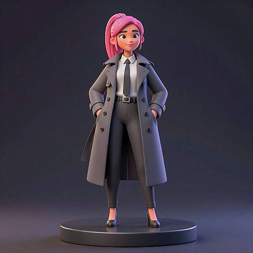 3D Illustration of Woman in Trench Coat
