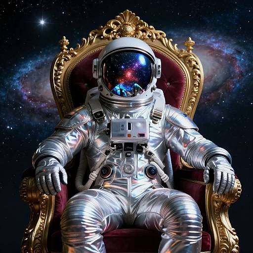 Futuristic Astronaut on Regal Throne