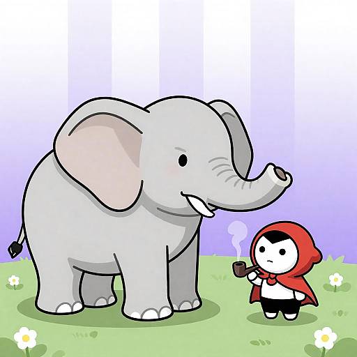 Determined Elephant and Quirky Character