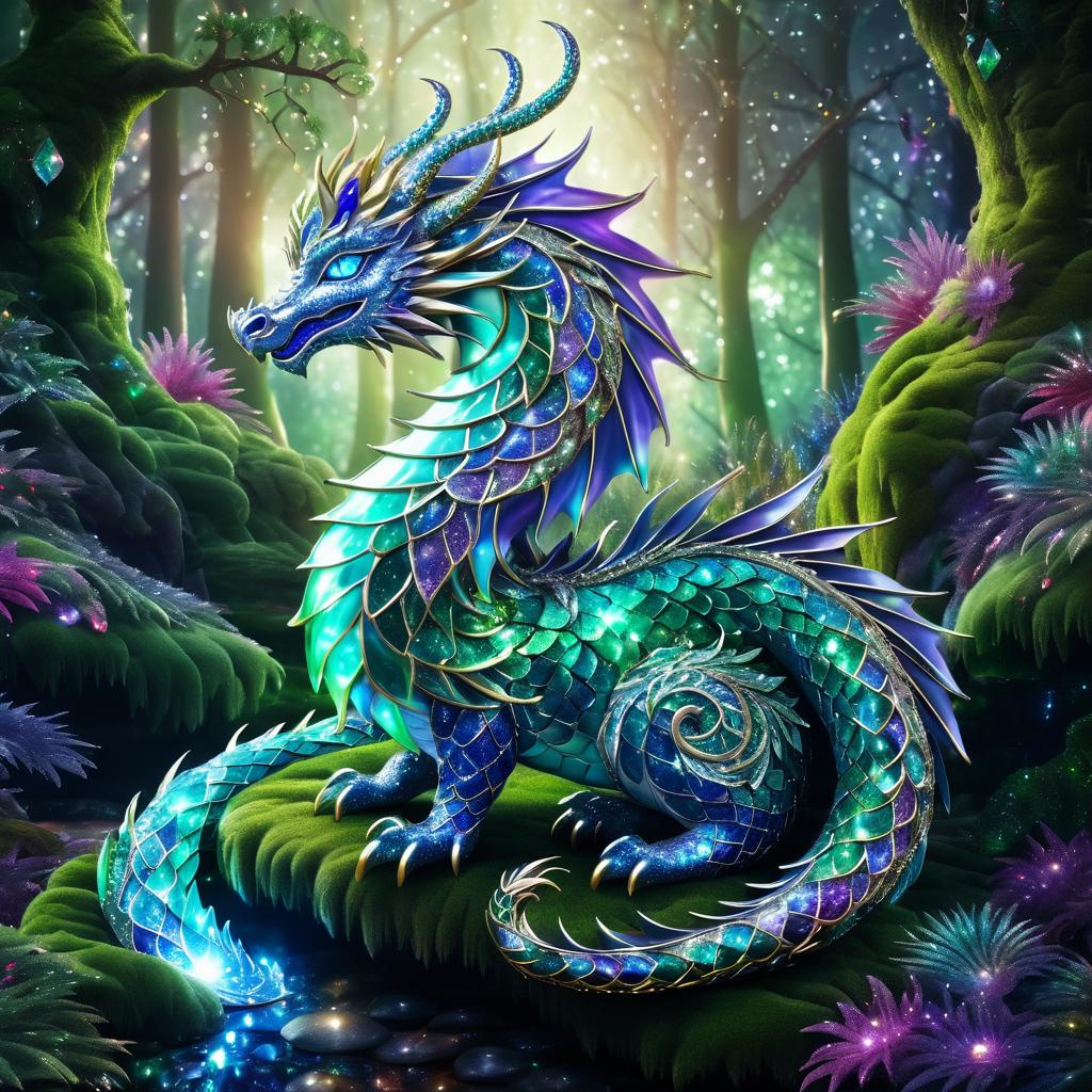 Stunning Gemstone Dragon in Enchanted Forest