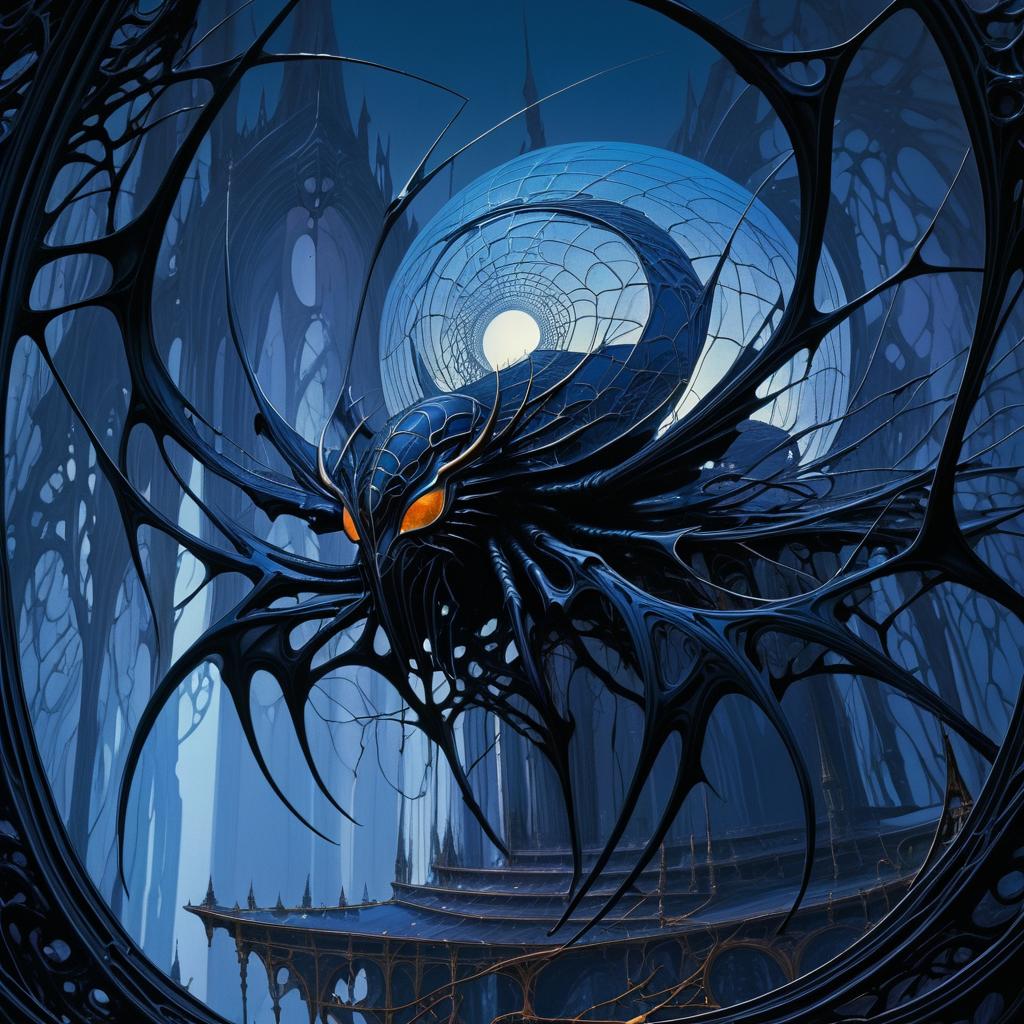 Mythical Creature in Gothic Spider Web