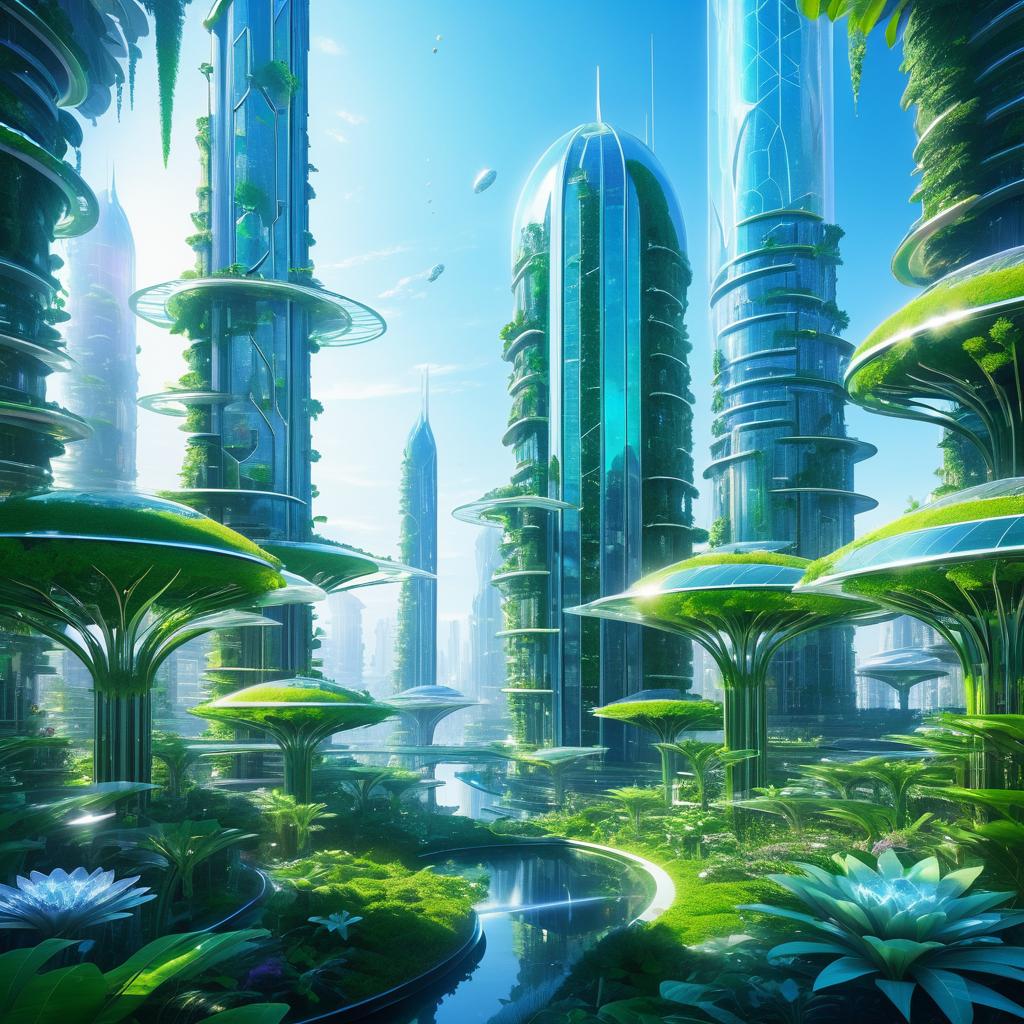 Futuristic Bioengineered City Under Crystal Dome