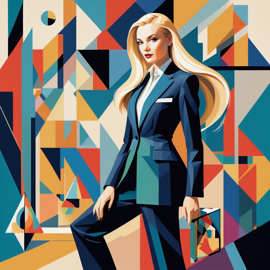 Cubist Woman in Tailored Suit