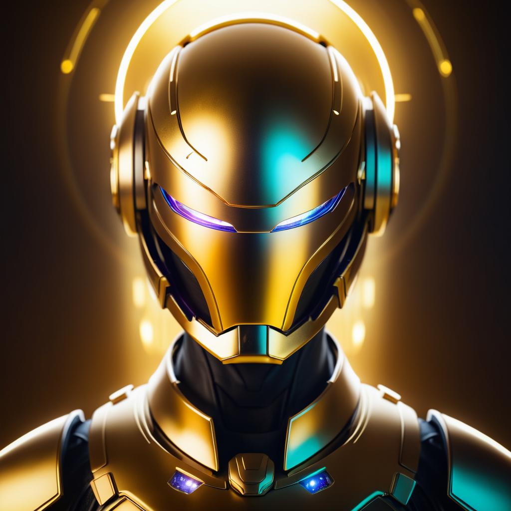 Futuristic Robot Warrior Portrait in Galaxy