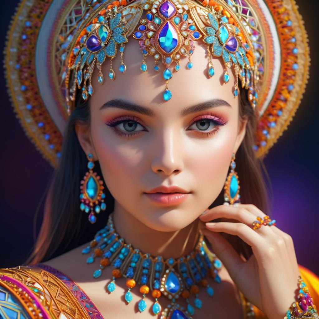 Elegant Hyperrealistic Portrait of a Gemstone Woman