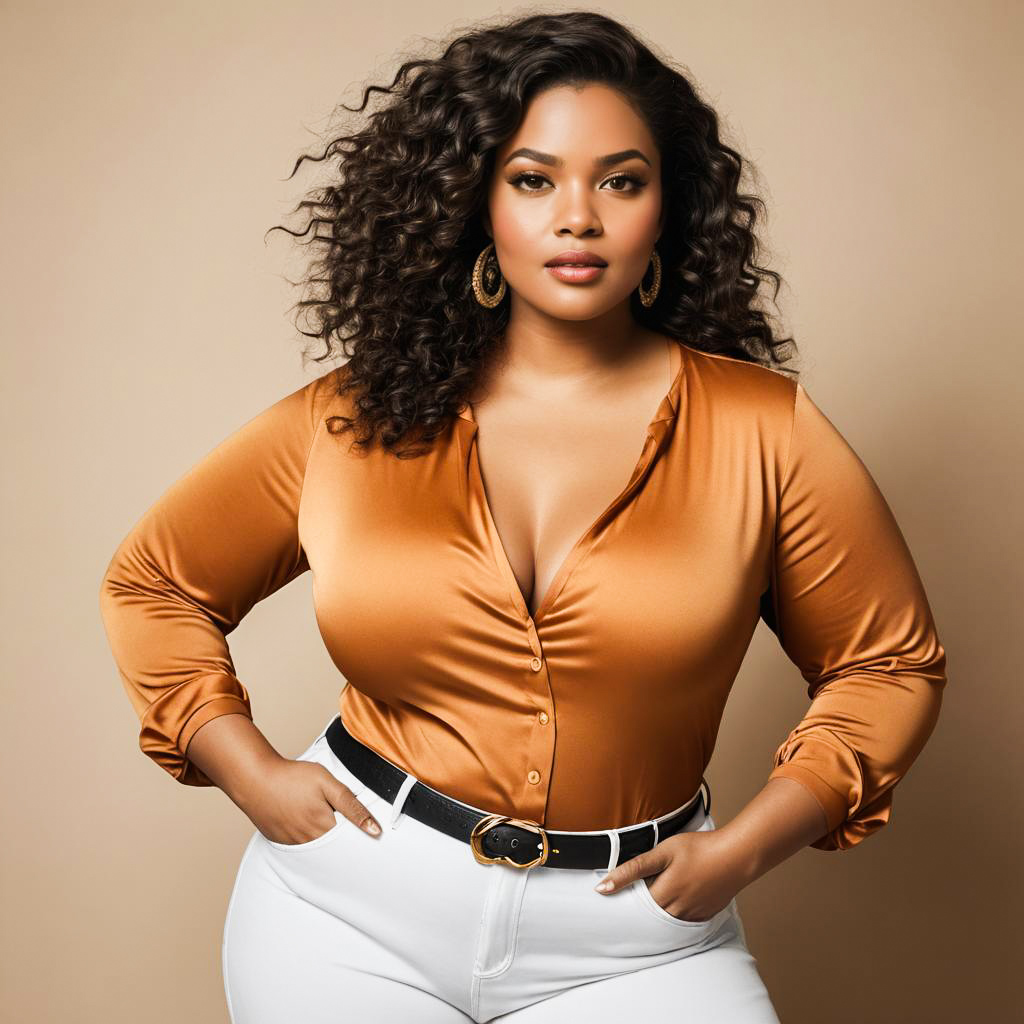 Confident Curvy Woman in Casual Style