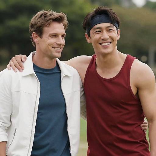 Outdoor Photo of Two Smiling Men