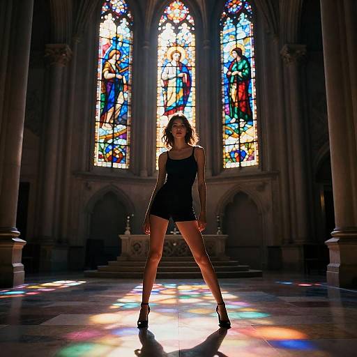 Cinematic Stained-Glass High-Fashion Power Portrait