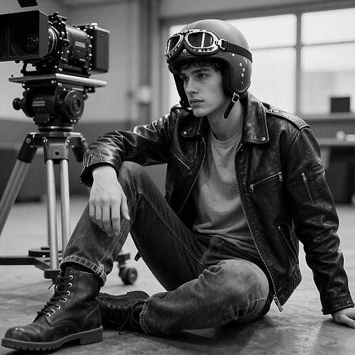 Portrait of Young Pilot in Industrial Setting