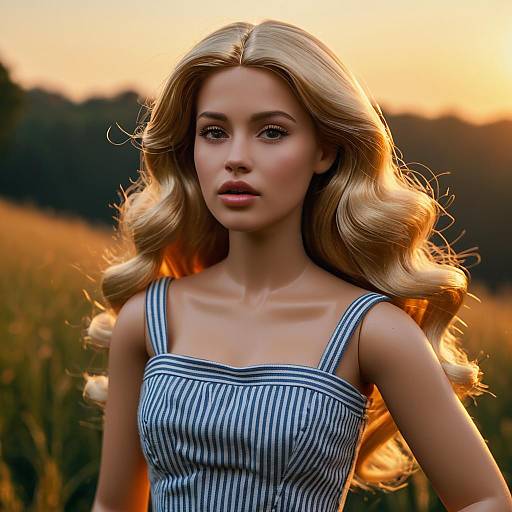 Surprised Barbie Doll in Golden Hour