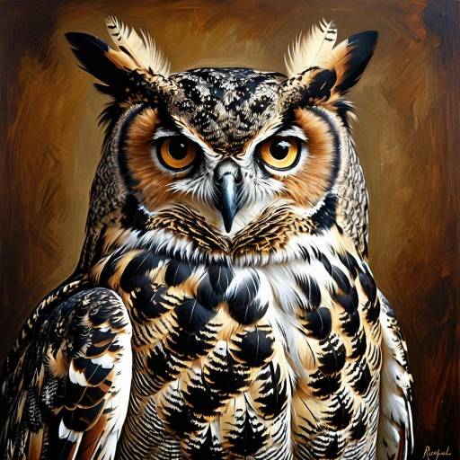 Baroque Great Horned Owl Art Piece