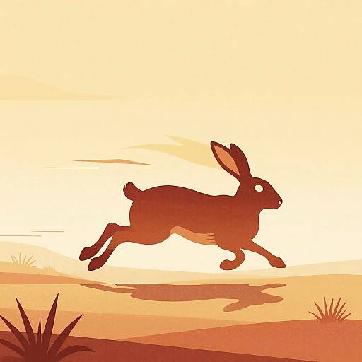 Stylized Jackrabbits in Desert Silhouettes