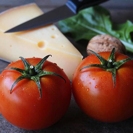 Vibrant Close-Up of Tomatoes and Cheese