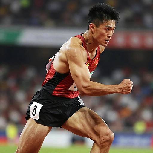 Dynamic Asian Male Athlete in Action