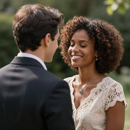 Couple Sharing a Tender Moment in Garden
