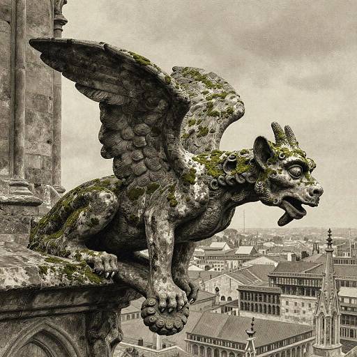 Mossy Gargoyle on Cathedral Rooftop