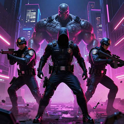 Neon Urban Assassin in Dystopia