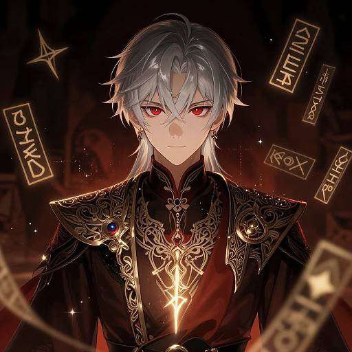 Mystical Anime Boy with Magical Runes