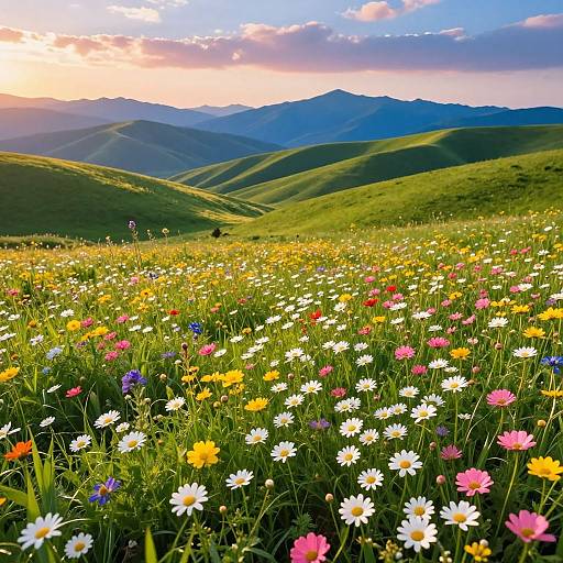 Vibrant Spring Meadow at Sunrise