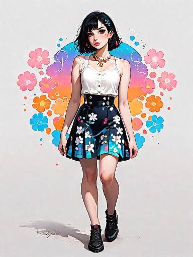 Realistic Full-Body Girly Comic Woman