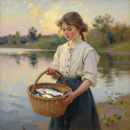 Serene Impressionist Girl by Water